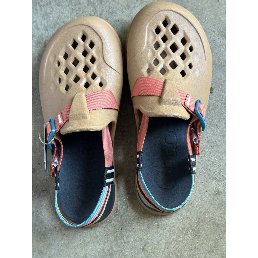 Chaco Chillos Clog Mens 9 Ochre Tan Teal Adjustable Strap Sandals NWT